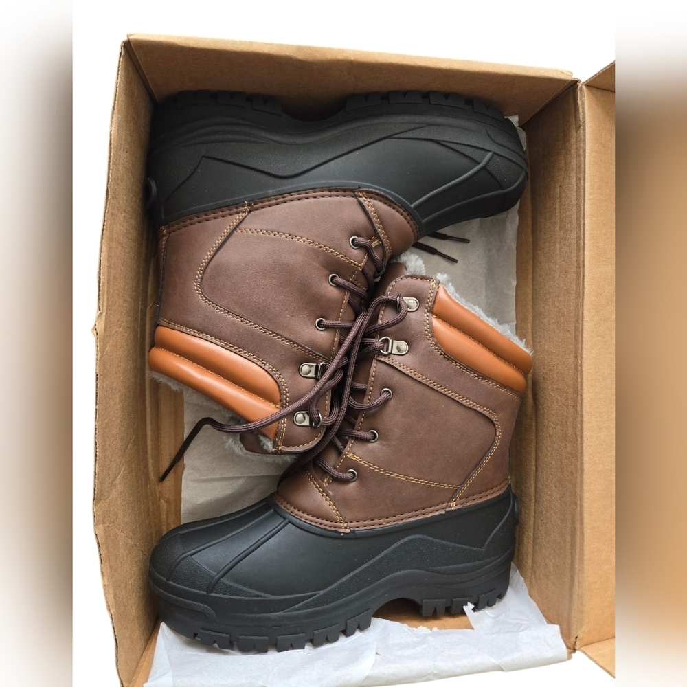 NIB Mishansha Men's Brown and Black Snow Boots Size 8